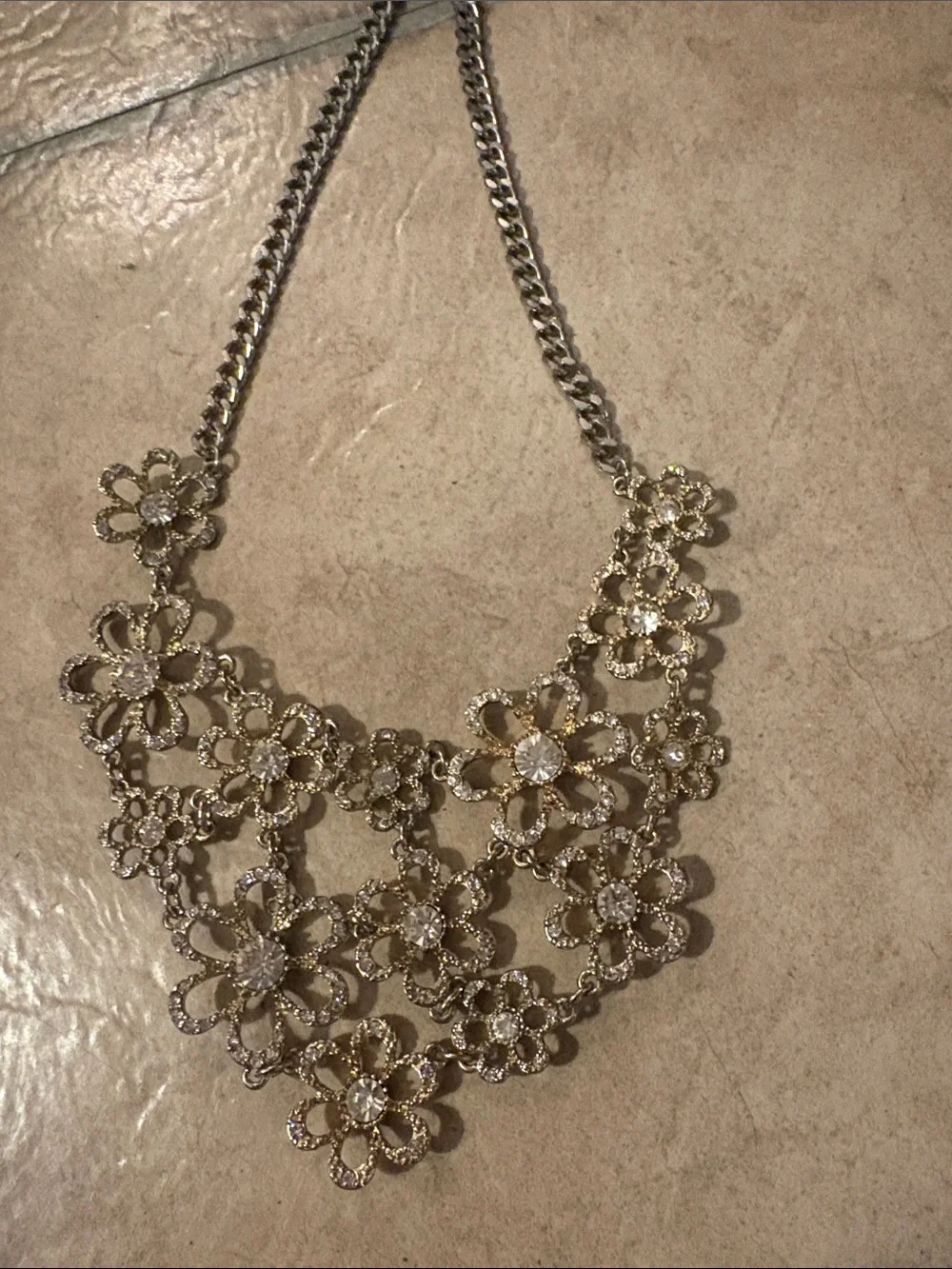 Gold-Tone Floral Crystal Statement Necklace - Women Jewelry